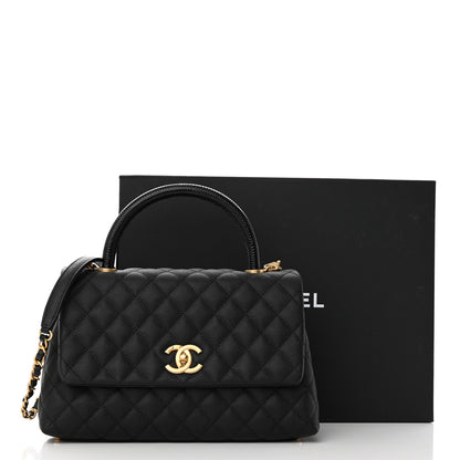 Chanel Caviar Lizard Embossed Quilted Small Coco Handle Flap Black 12 of 12