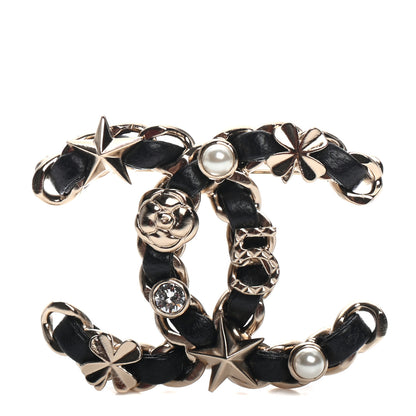 Chanel Lambskin Pearl Strass Sergeant Chanel Brooch Gold 1 of 4