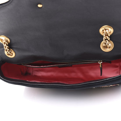 Gucci Velvet Matelasse Loved Embroidered Medium GG Marmont Shoulder Bag Black 4 of 11