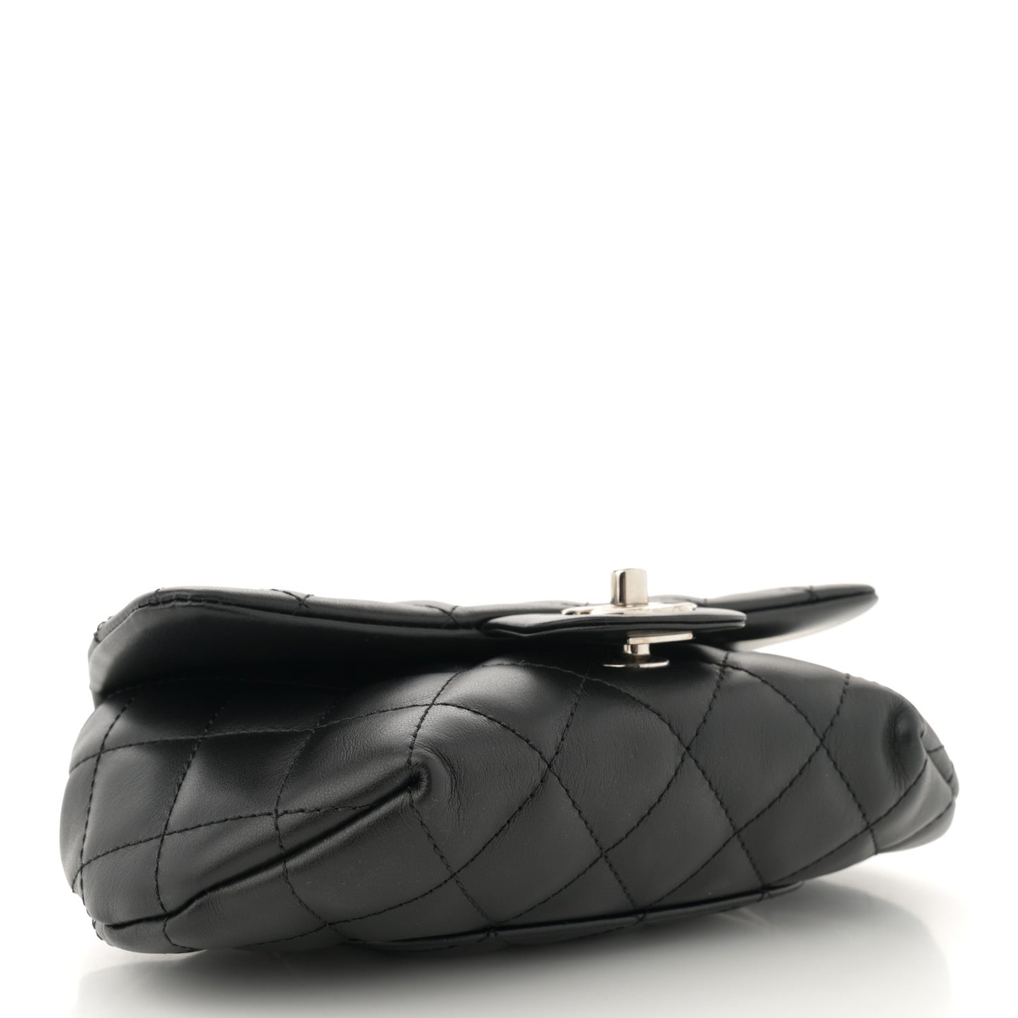 Calfskin Quilted CC Uniform Flap Belt Bag Black