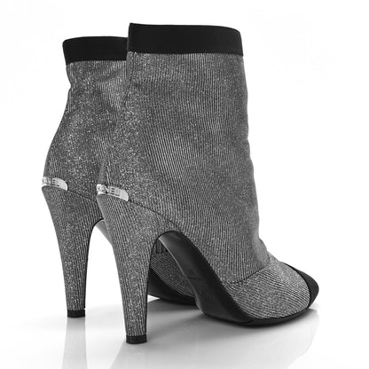 Chanel Micro Sequins Cap Toe Short Ankle Boots 37 Silver 4 of 8
