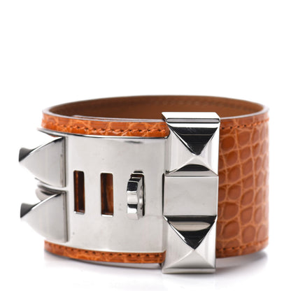 Hermes Shiny Alligator Collier De Chien CDC Bracelet Orange 4 of 7