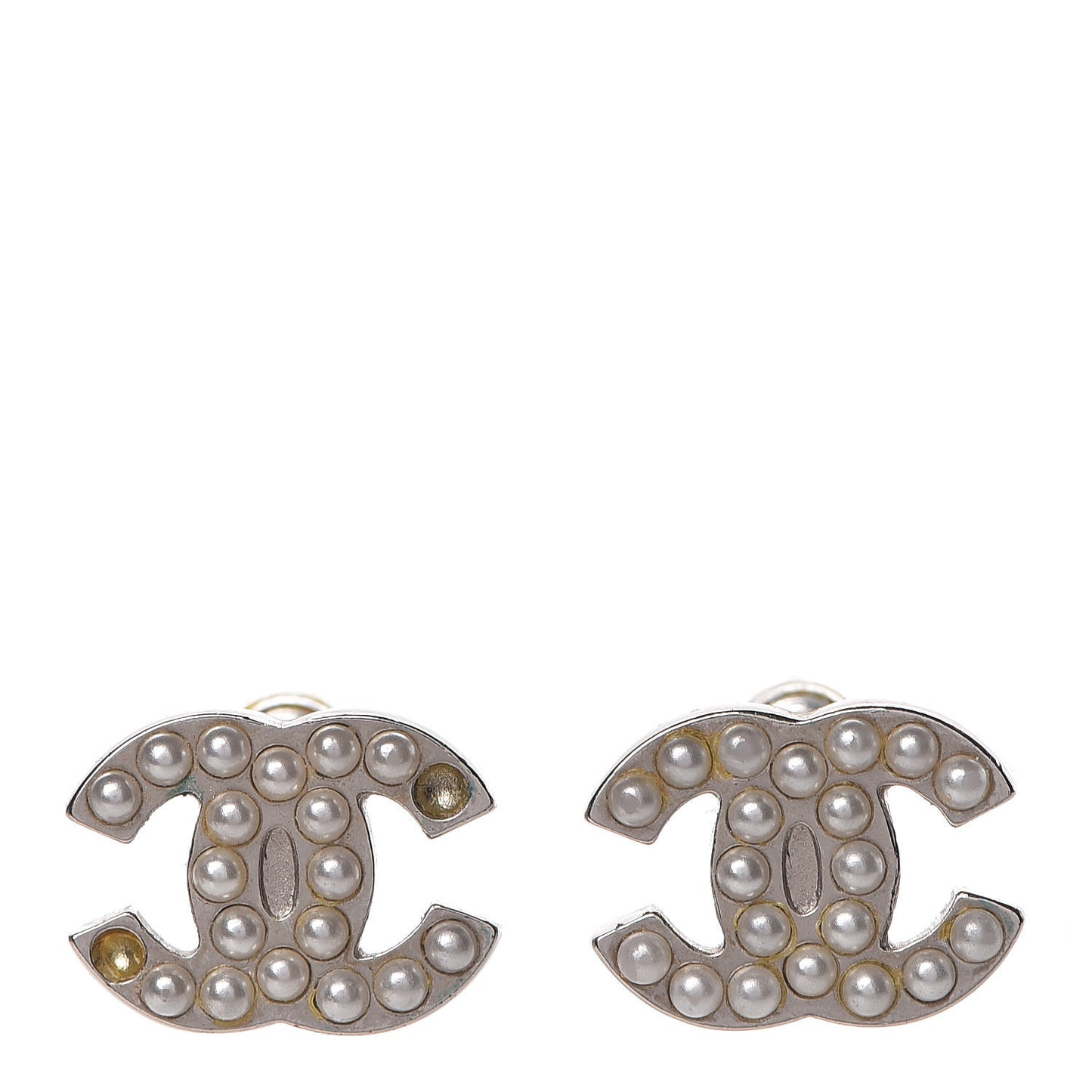 Pearl CC Earrings Silver