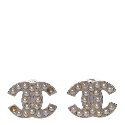 Chanel Pearl CC Earrings Silver 1 of 7