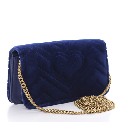 Gucci Velvet Matelasse GG Marmont Mini Bag Cobalt Blue 3 of 10