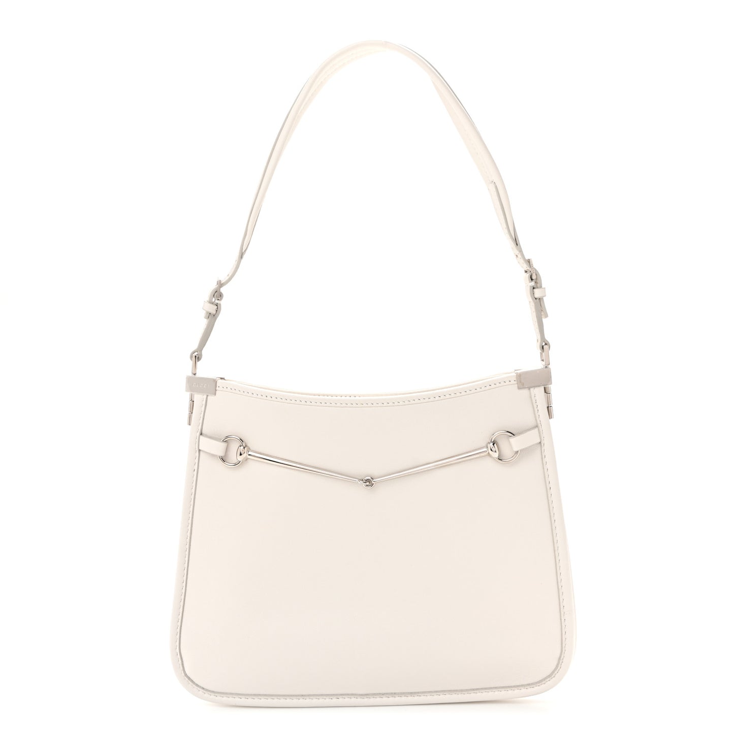 Calfskin Horsebit Slim Shoulder Bag White