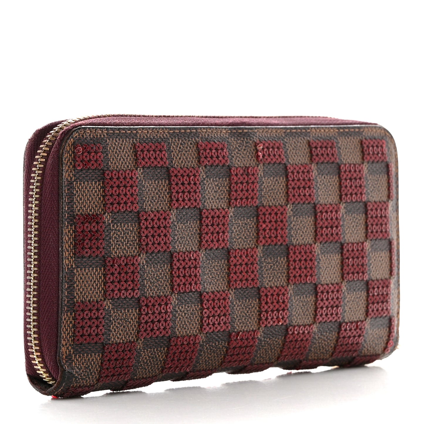 Damier Paillettes Zippy Wallet Red