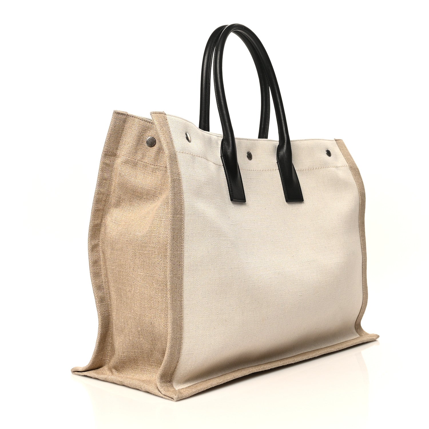 Saint Laurent Linen Calfskin Rive Gauche Tote Optic White 3 of 6