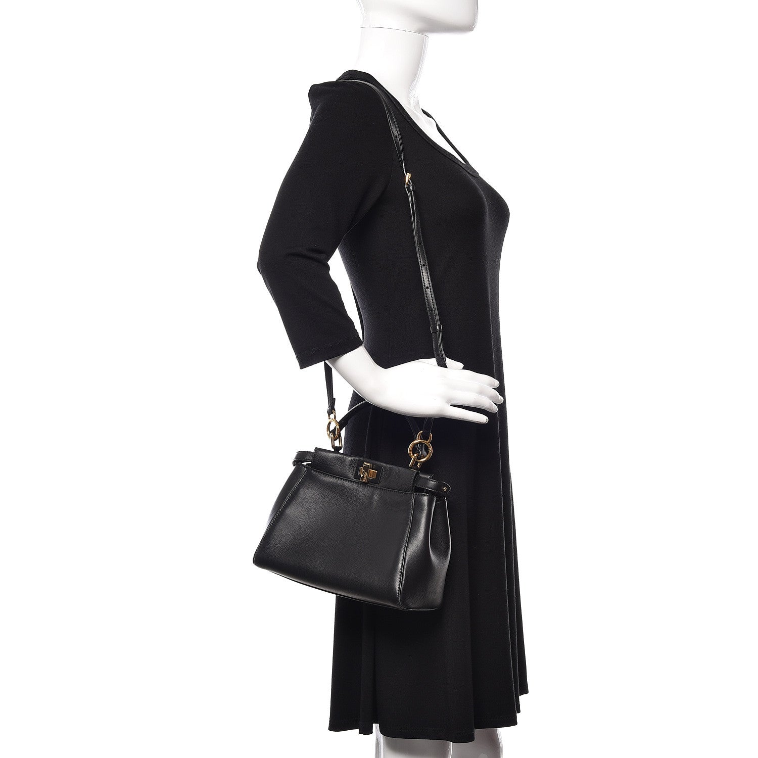 Fendi Nappa Monster Eyes Mini Peekaboo Iconic Satchel Black 2 of 9