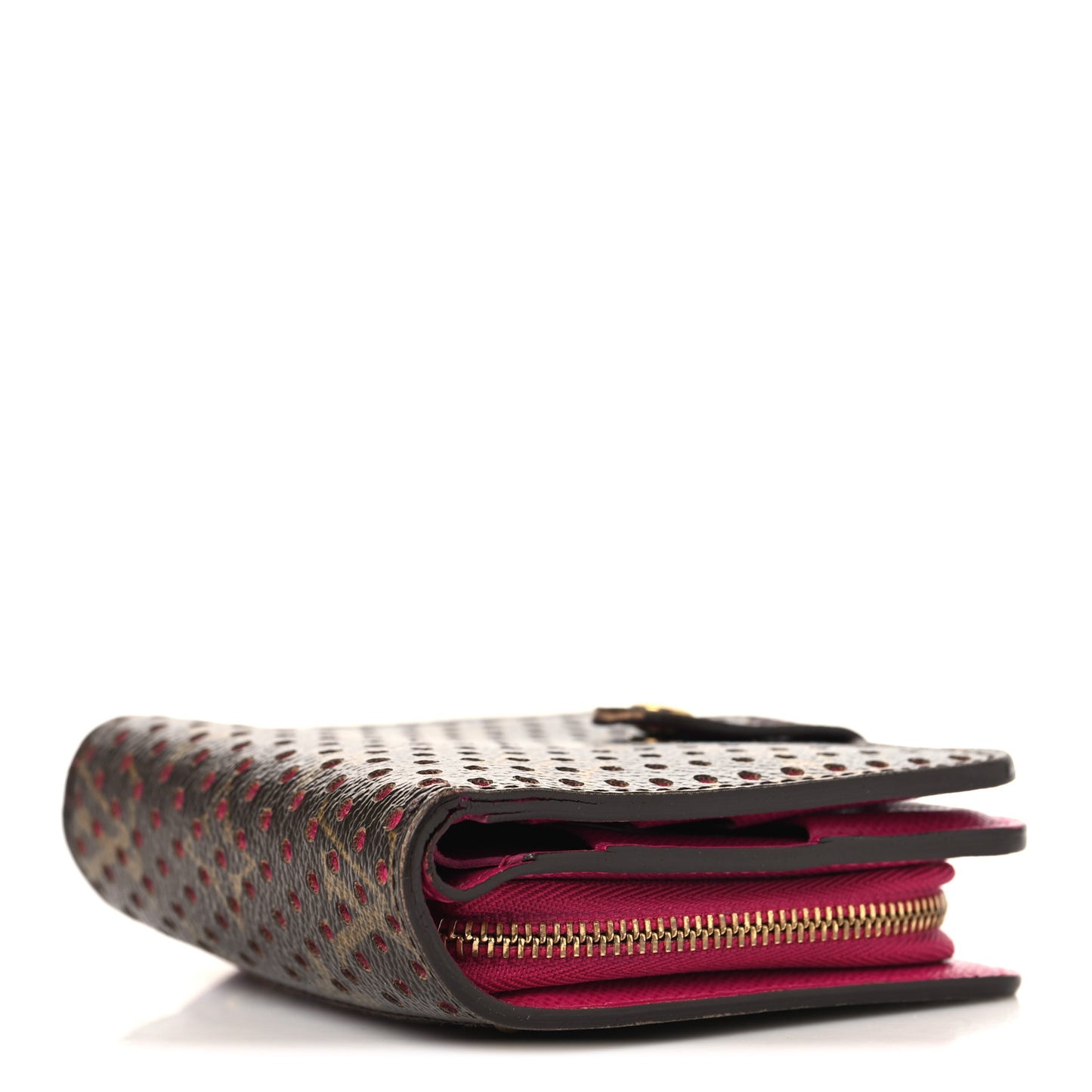 Monogram Perforated Compact Zipped Wallet Fuchsia