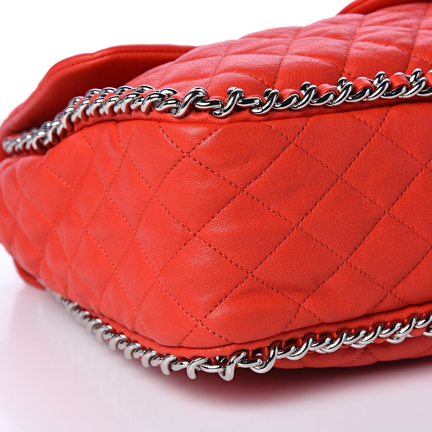 Chanel Washed Lambskin Quilted Maxi Chain Around Flap Red 5 of 9