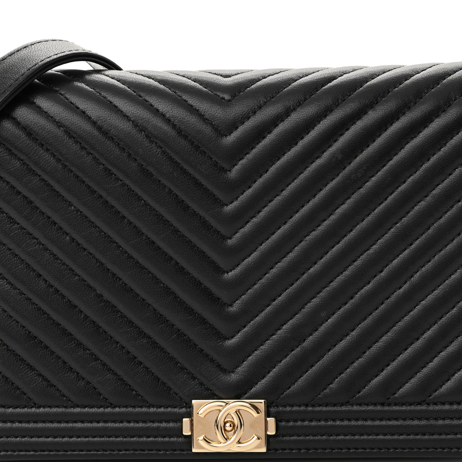 Chanel Lambskin Chevron Boy Wallet On Chain WOC Black 9 of 11