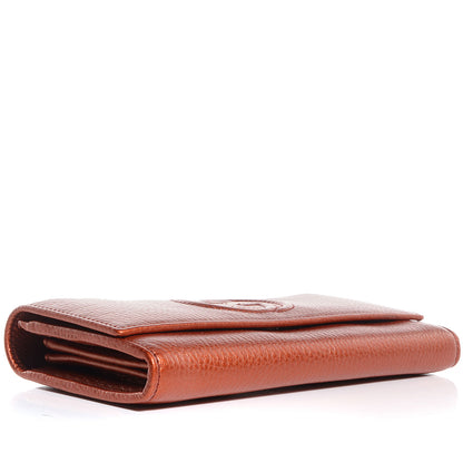 Gucci Metallic Pebbled Calfskin Soho Continental Wallet Burnt Orange 4 of 8