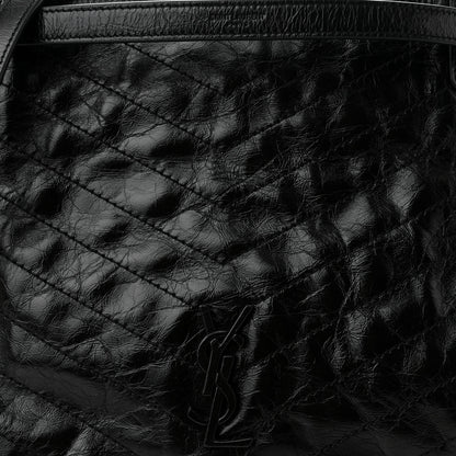 Saint Laurent Crinkled Calfskin Matelasse Monogram Medium Niki Shopper Tote Black 7 of 9