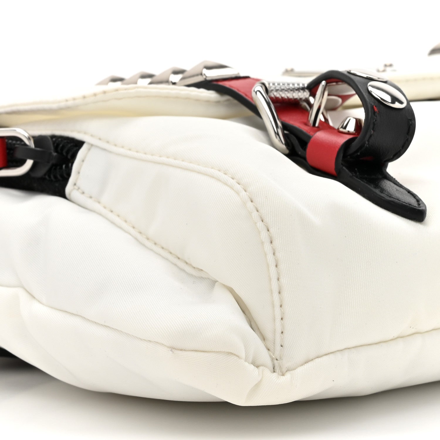 Prada Nylon New Vela Studded Messenger White Fuoco 9 of 9