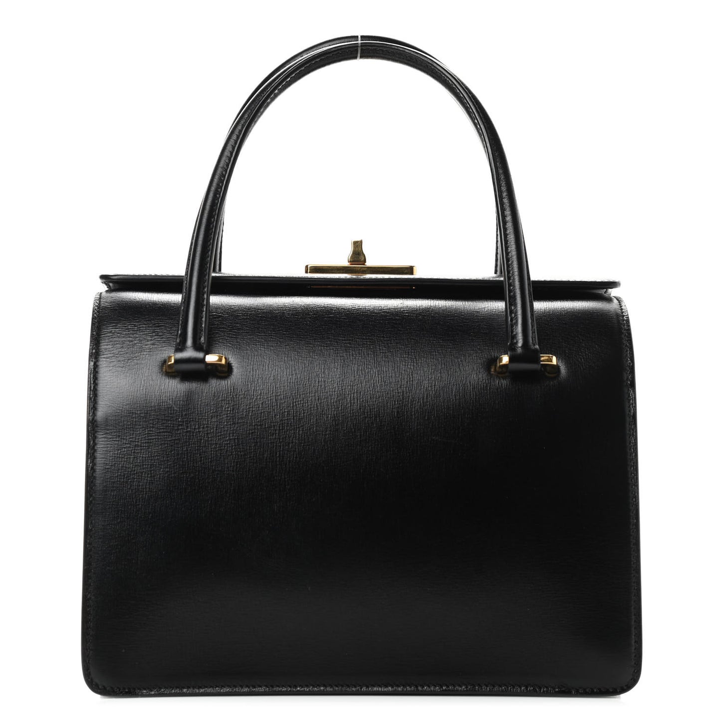 Box Calfskin Bi-Color Shoulder Bag Black Begonia