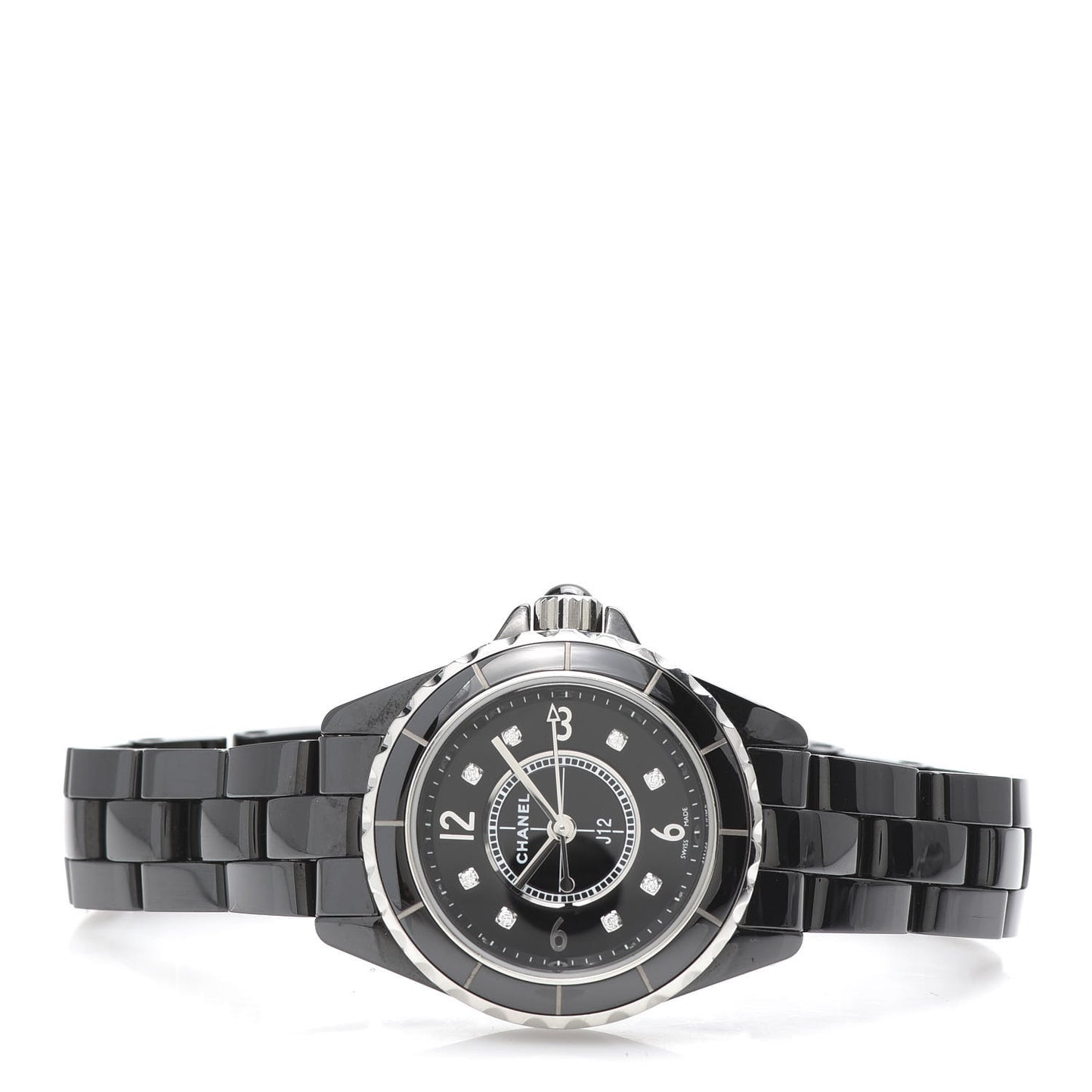 Stainless Steel Ceramic Diamond 29mm J12 Quartz Watch Black