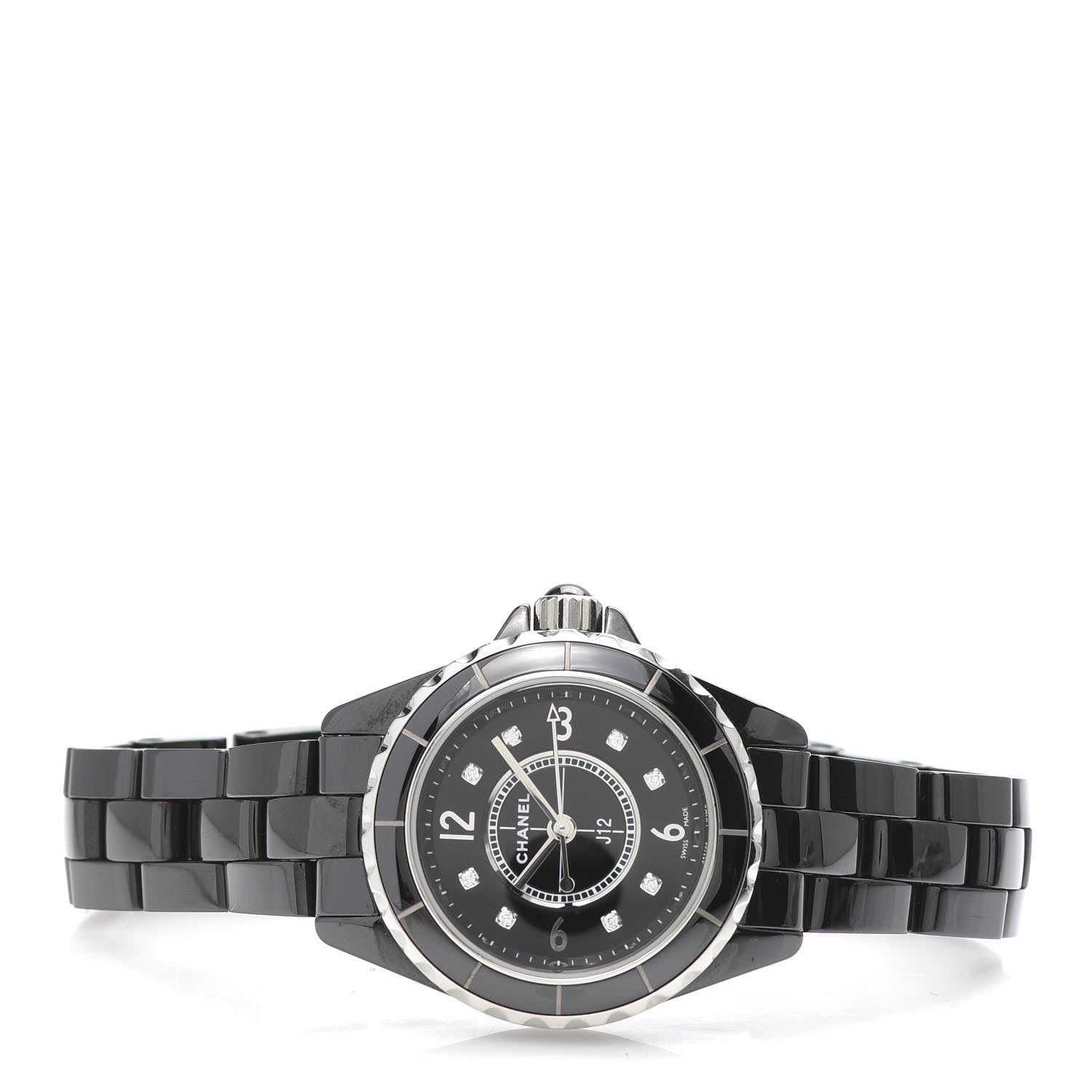 Chanel Stainless Steel Ceramic Diamond 29mm J12 Quartz Watch Black 3 of 6