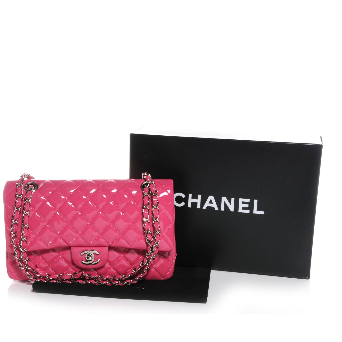Patent Quilted Medium Double Flap Pink