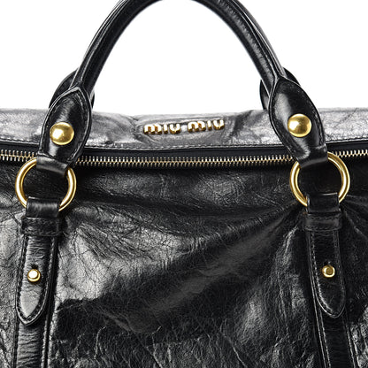 Miu Miu Vitello Lux Bow Tote Black 7 of 9