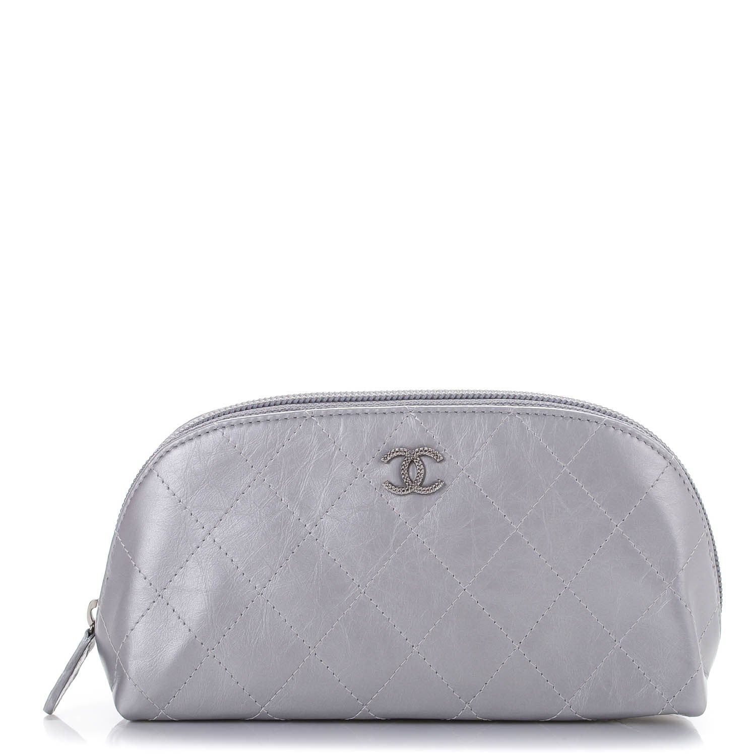 Chanel Metallic Aged Calfskin Quilted Palette Cosmetic Case Silver 1 of 7