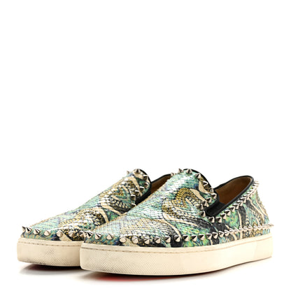 Christian Louboutin Snakeskin Spikes Pik Boat Flats 38 Multicolor 4 of 12