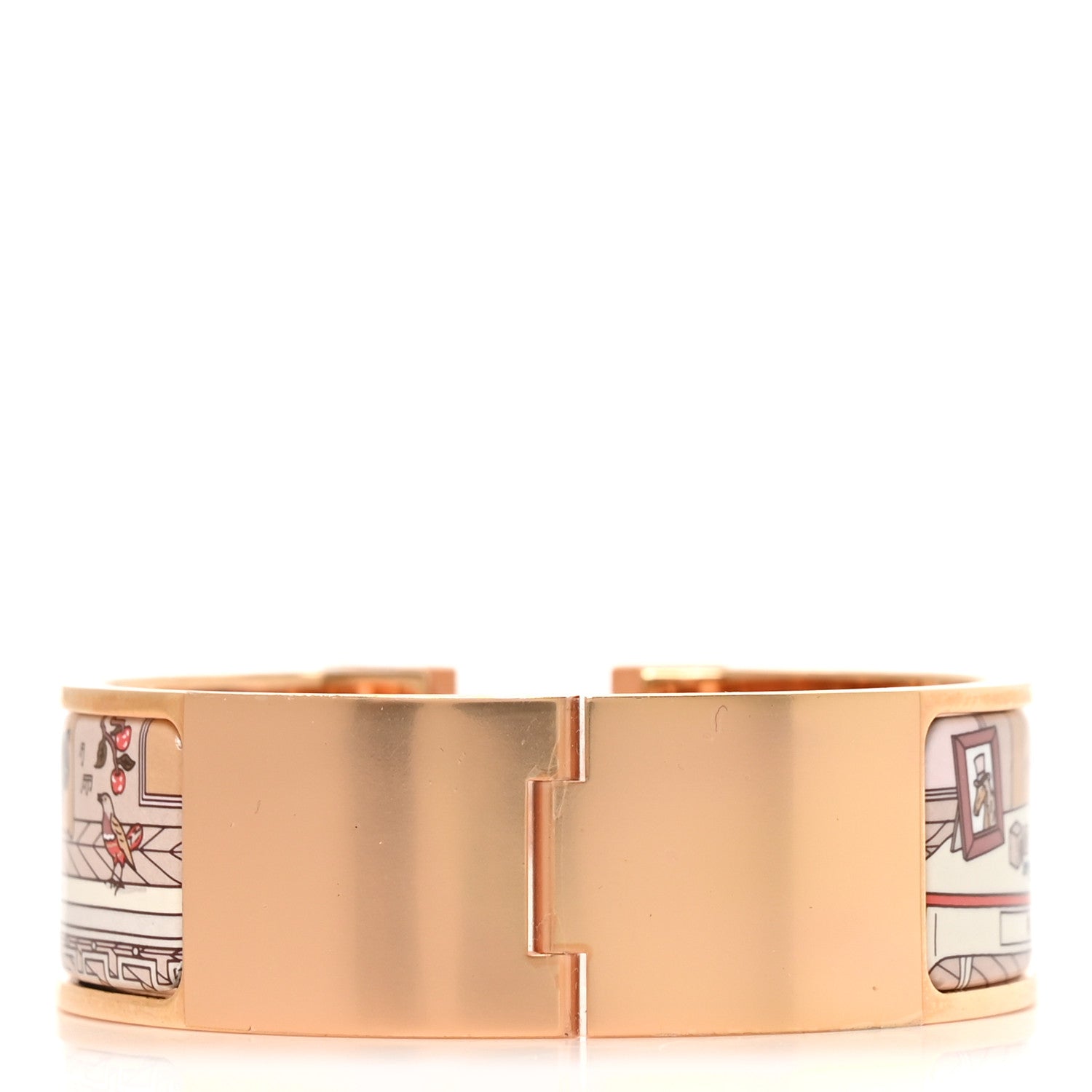 Hermes Enamel Printed Wide H Mystere Au 24 Narrow Clic Clac H Bracelet GM Faubourg 3 of 4