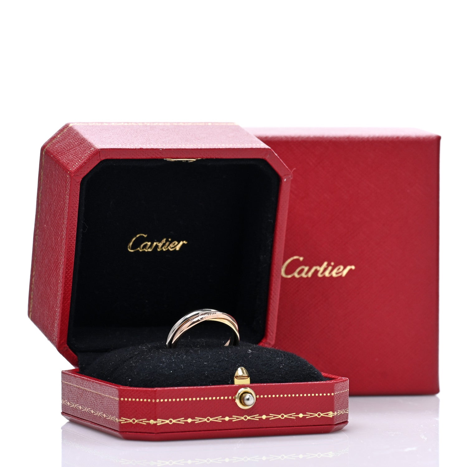 Cartier 18K Pink Yellow White Gold Small Trinity Ring 61 9.5 5 of 5