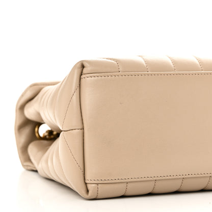 Saint Laurent Calfskin Y Quilted Monogram Medium Loulou Chain Satchel Nude Powder 9 of 10