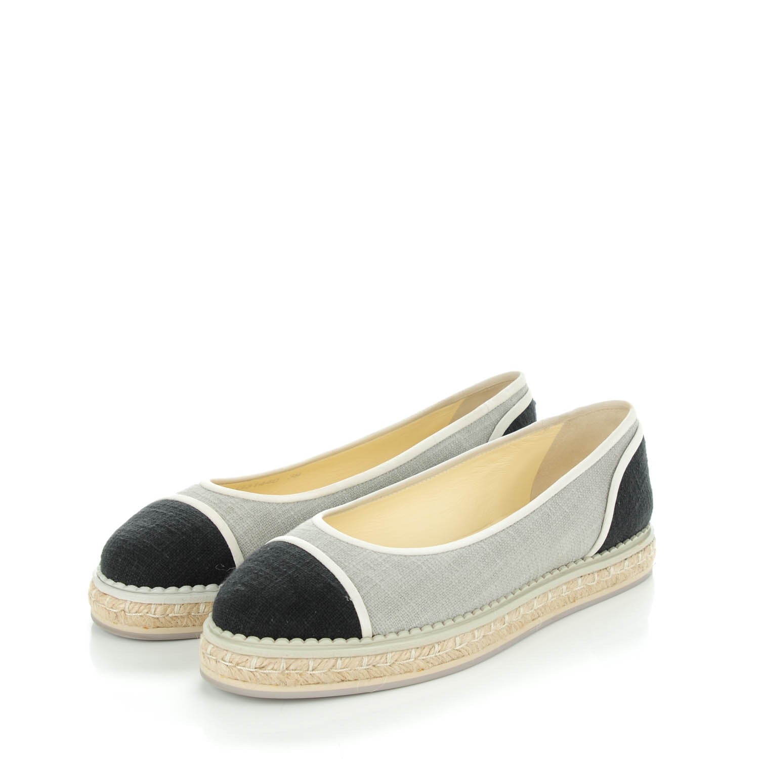 Chanel Cotton Espadrilles Flats 39 Grey Black 3 of 9