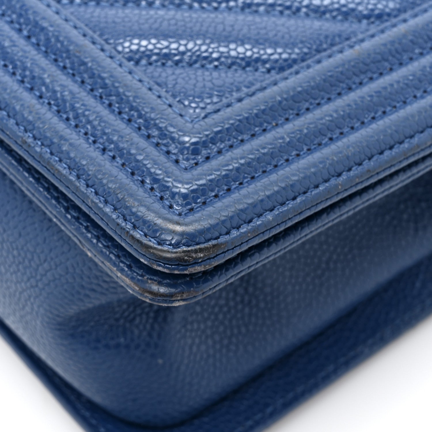 Chanel Caviar Chevron Quilted Medium Boy Flap Navy 12 of 14