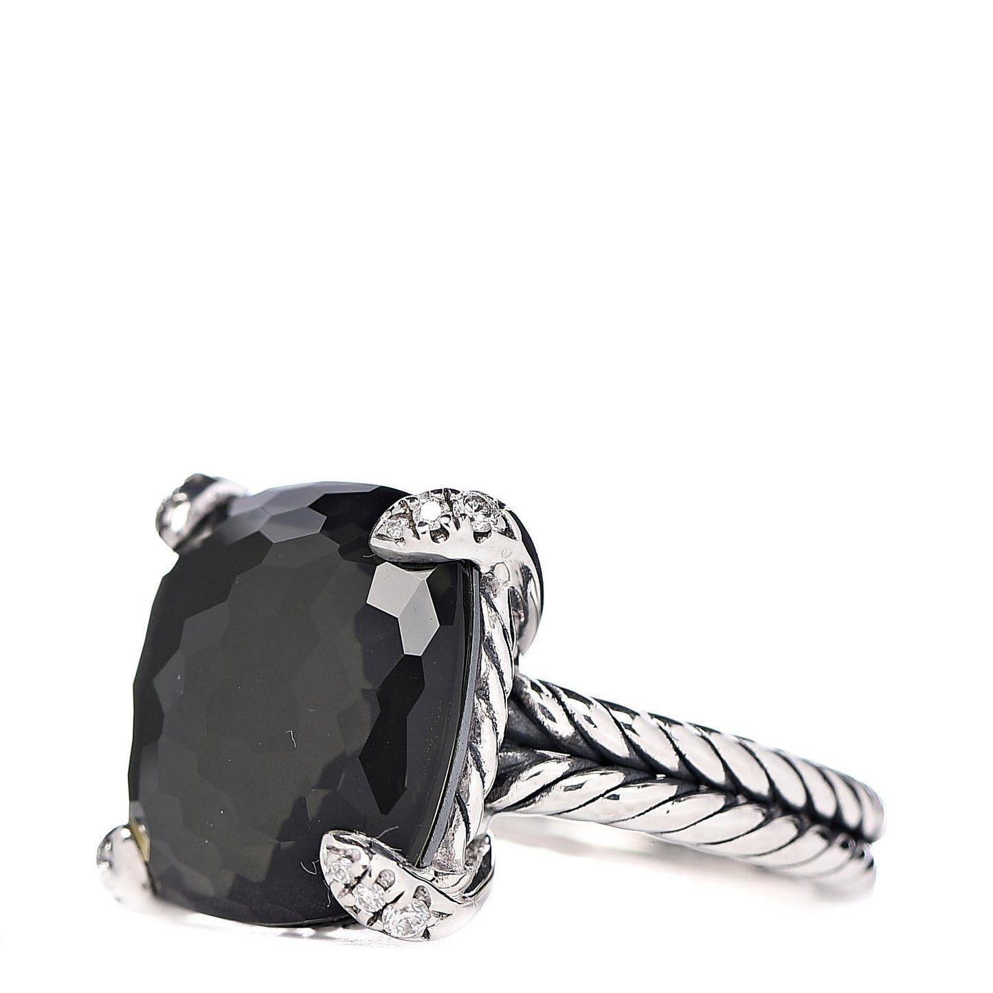 Sterling Silver Diamond Green Orchid 14mm Chatelaine Ring 48 4.5