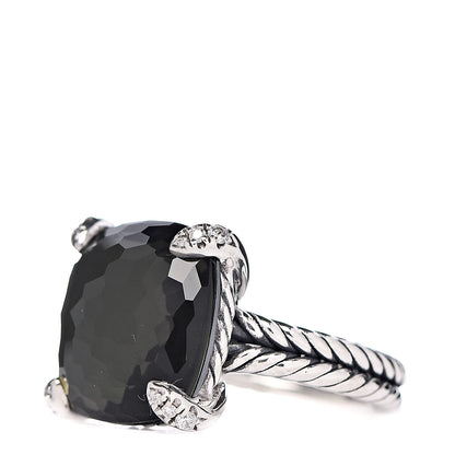 David Yurman Sterling Silver Diamond Green Orchid 14mm Chatelaine Ring 48 4.5 3 of 5