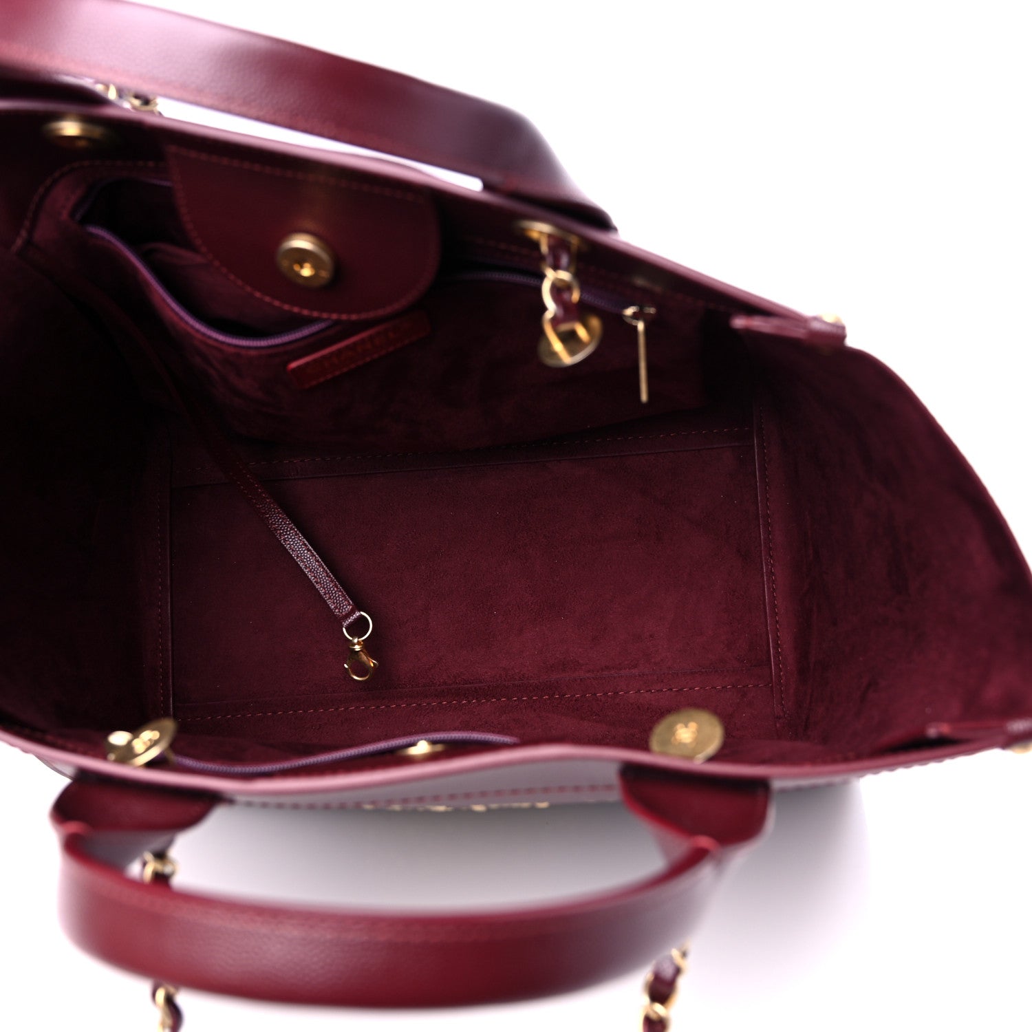 Chanel Caviar Small Studded Deauville Tote Burgundy 4 of 8