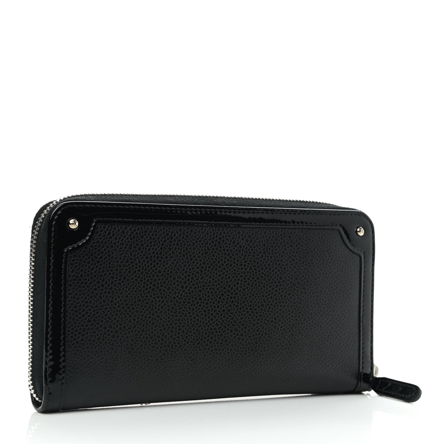 Chanel Caviar Patent Small CC Contour Zip Around Wallet Black 3 of 8