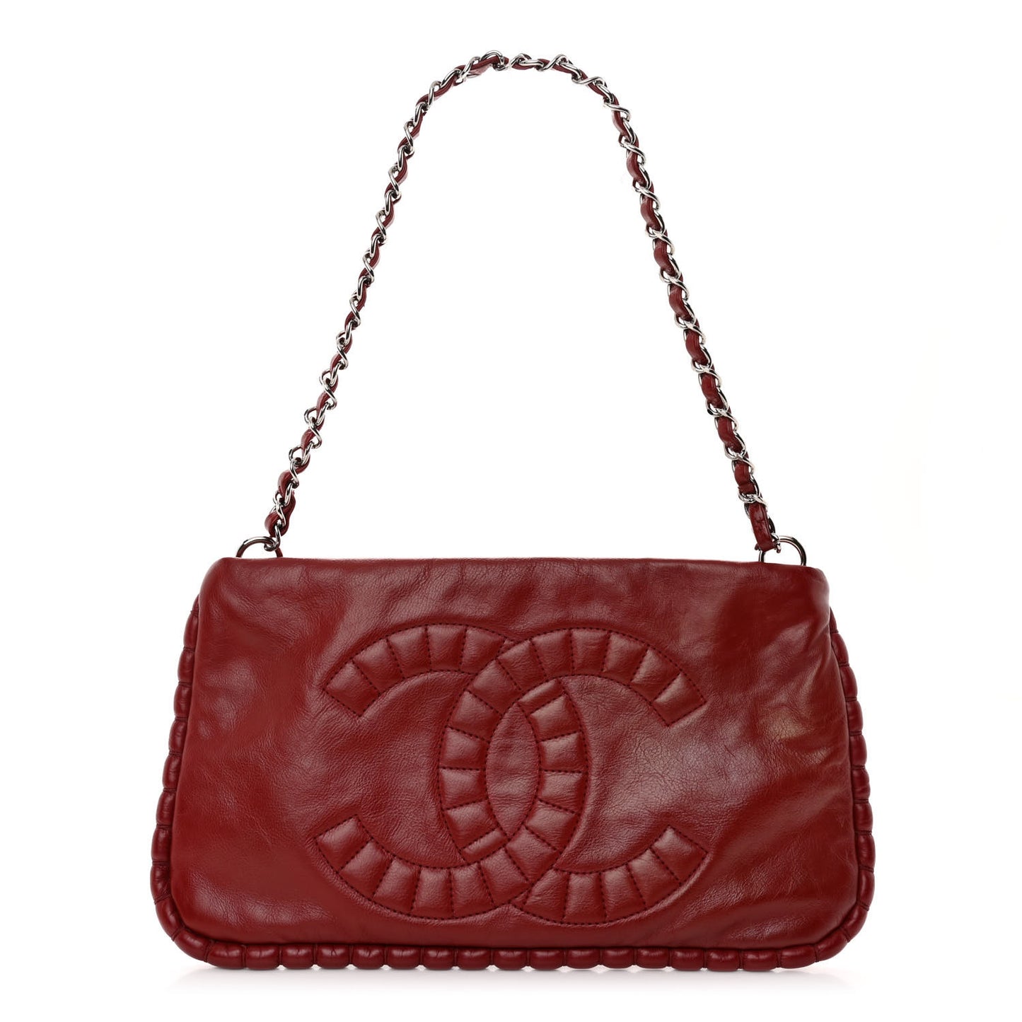 Calfskin On the Bund Pochette Dark Red