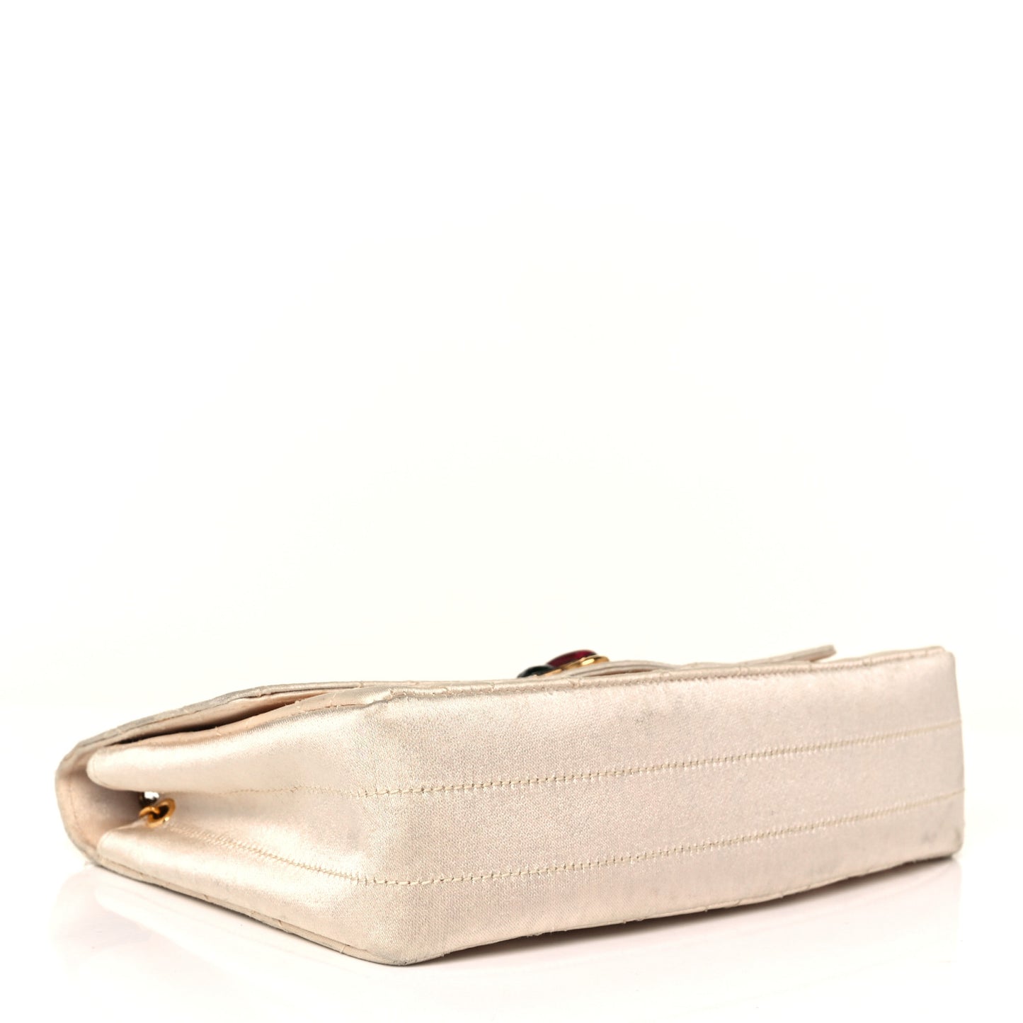 Satin Gripoix Quilted Small Flap Beige