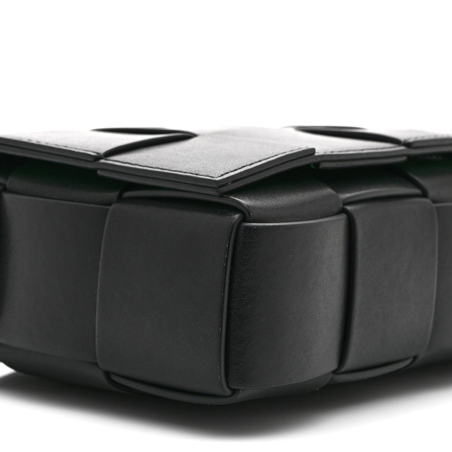 Nappa Maxi Intreccio Cassette Bag Black  Parakeet