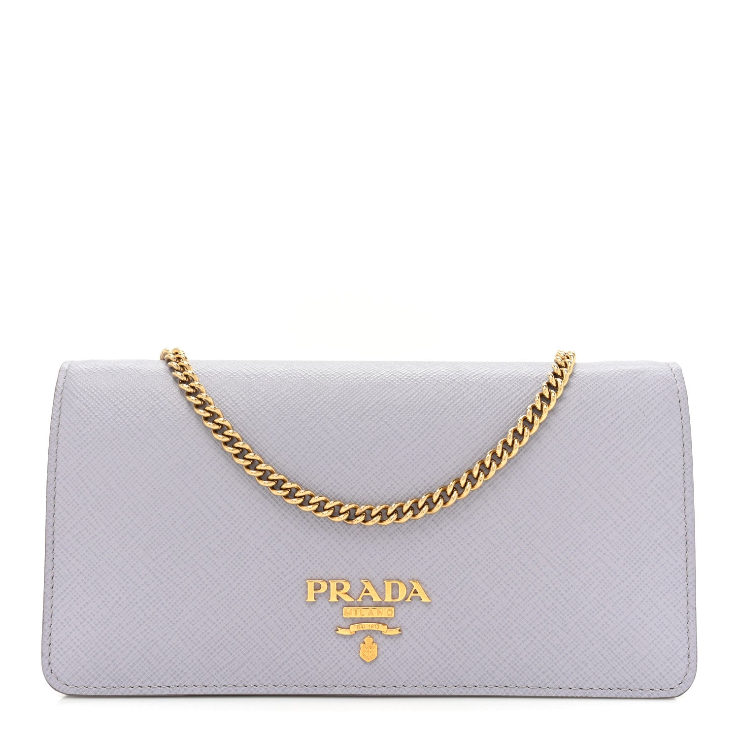 Prada Saffiano Metal Chain Wallet Glicine 1 of 11