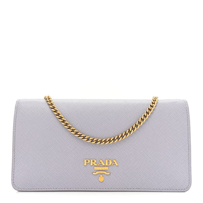 Prada Saffiano Metal Chain Wallet Glicine 1 of 11