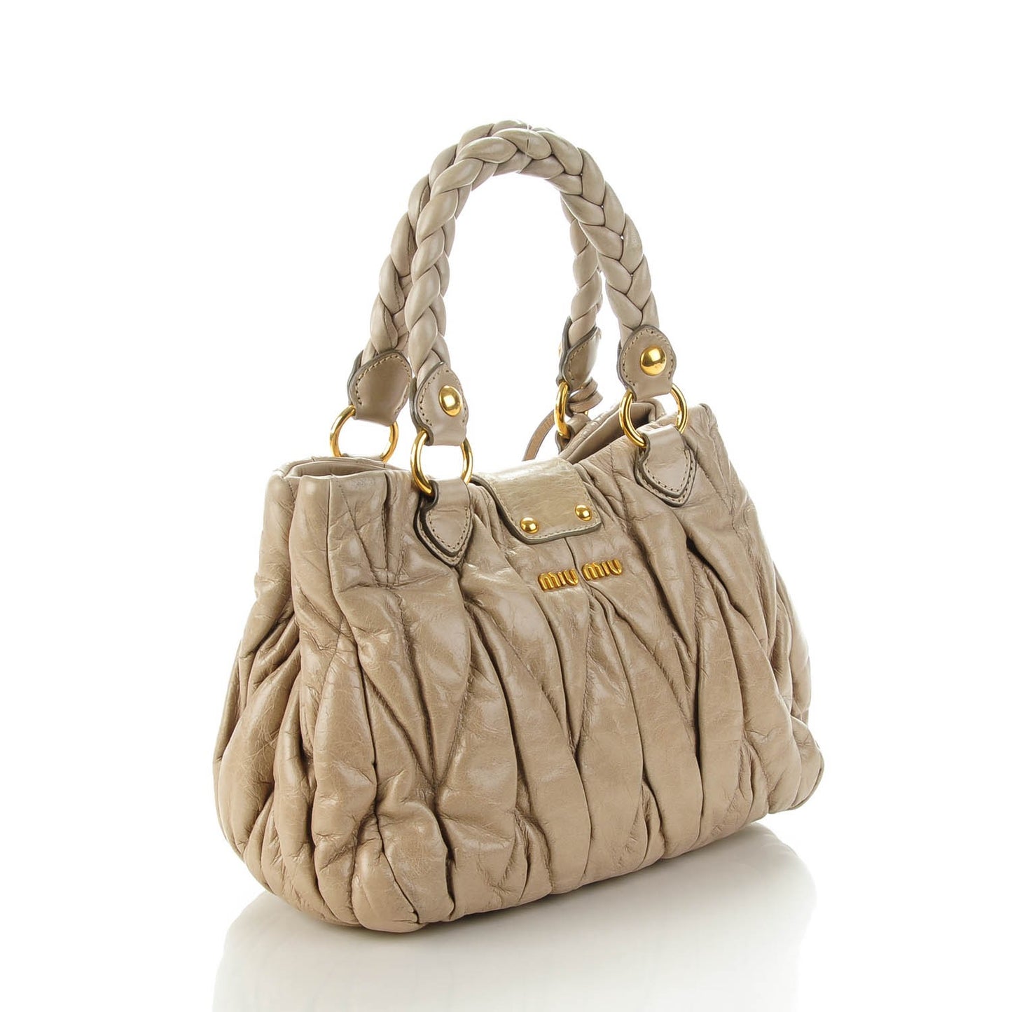 Nappa Matelasse Top Handle Bag Pomice