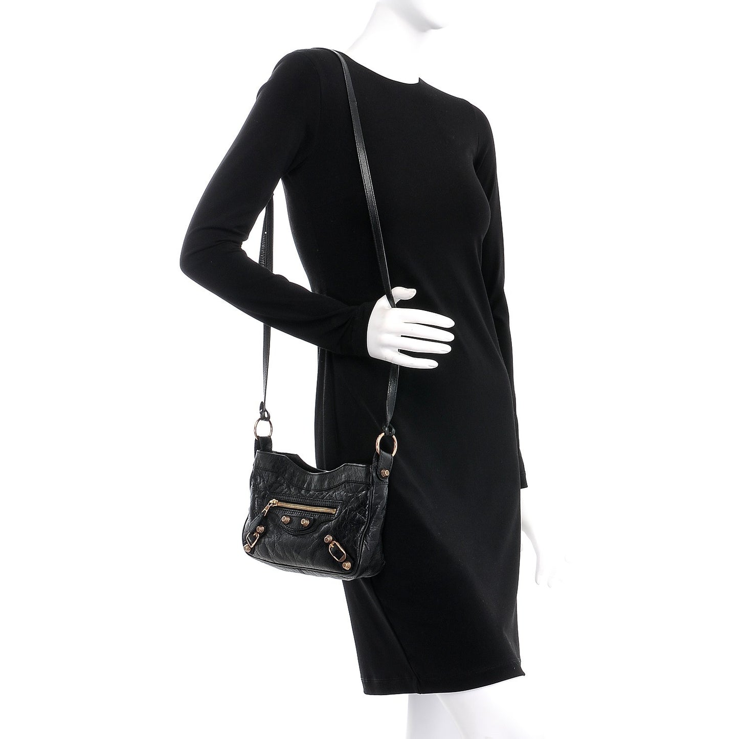 Agneau Giant 12 Rose Gold Hardware Hip Black