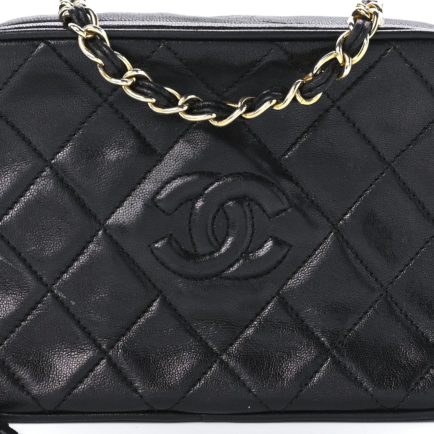 Chanel Lambskin Quilted CC Tassel Camera Case Black 7 of 8