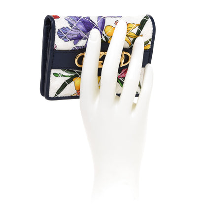 Gucci Canvas Flora Floral Trapuntata Zumi Card Case Wallet Great White Multicolor Blue Agata 2 of 8