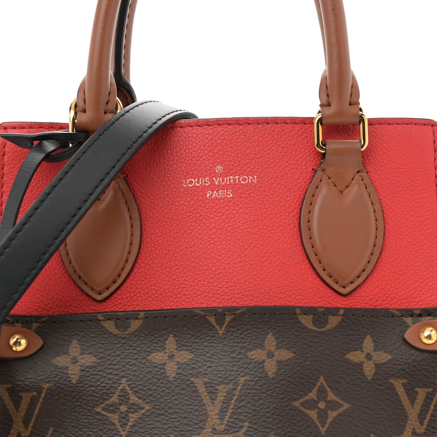 Calfskin Monogram Fold Tote PM Cerise Cream Black