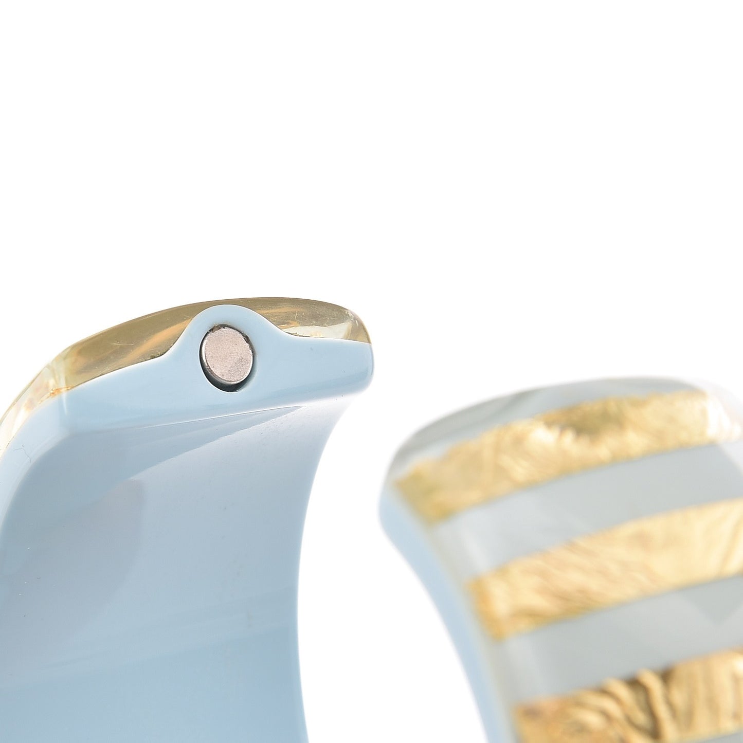 Resin Striped Pearl CC Cuff Light Blue Gold