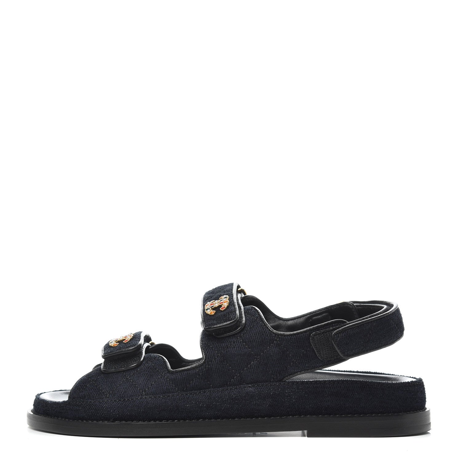 Chanel Denim Quilted Dad Sandals 38 Blue 1 of 9