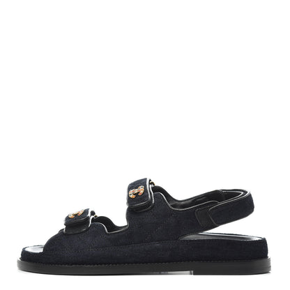 Chanel Denim Quilted Dad Sandals 38 Blue 1 of 9