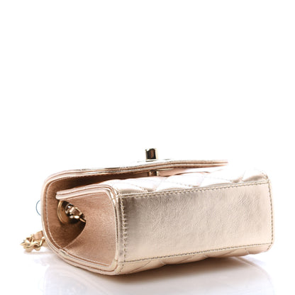 Chanel Metallic Lambskin Quilted Mini Trendy CC Clutch With Chain Gold 4 of 11