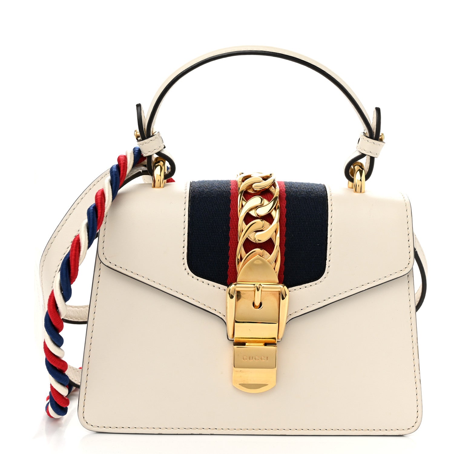 Gucci Calfskin Mini Sylvie Top Handle Bag White 1 of 10